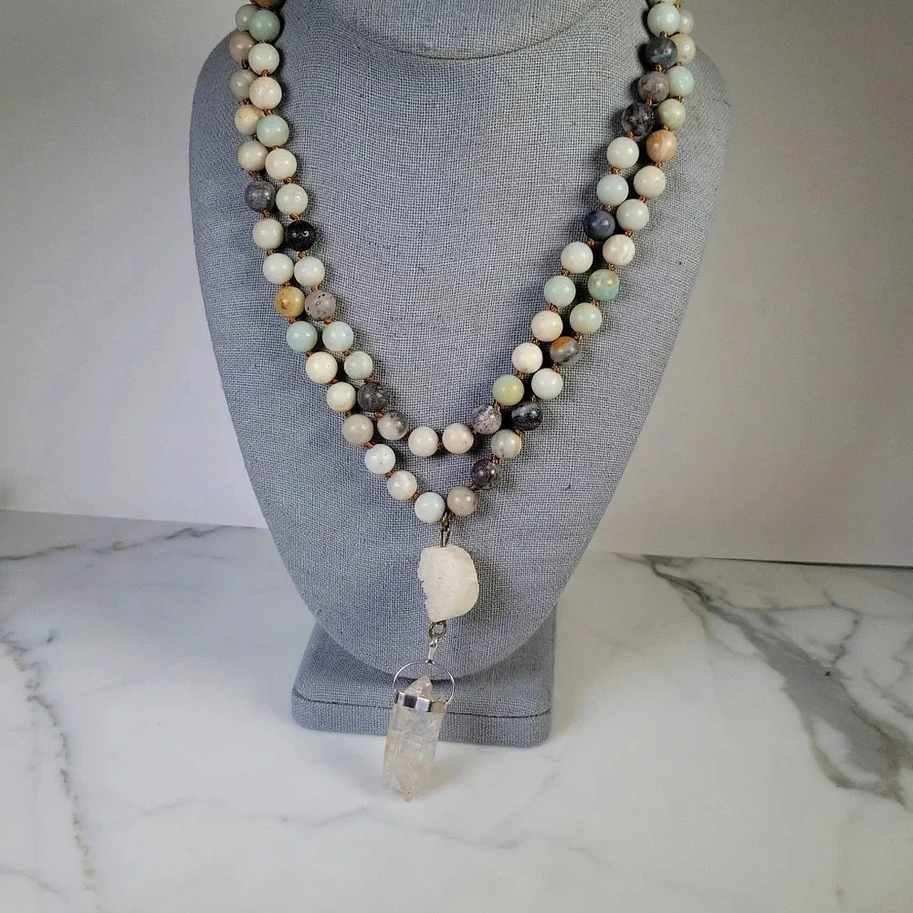Natural Crystal Quartz Druzy Necklace Pendant Sterling Silver Setting St…